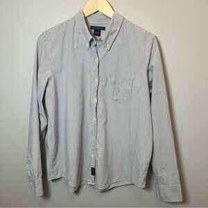 Abercrombie & Fitch‎ Button-up Striped Shirt Women’s L Blue White Long Sleeve